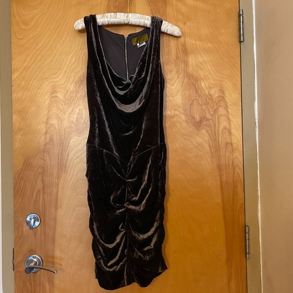 Dark Grey Nicole Miller Velvet Dress - Picture 1 of 10